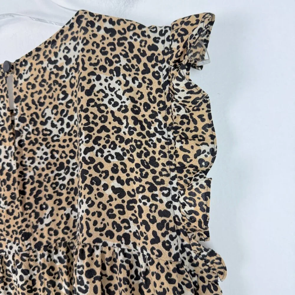 NWOT ASOS DESIGN Sleeveless Tiered Midi Dress With Frills Leopard Print Size 8 - Picture 13 of 14